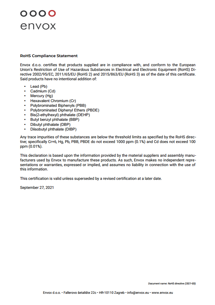 RoHS Compliance Statement